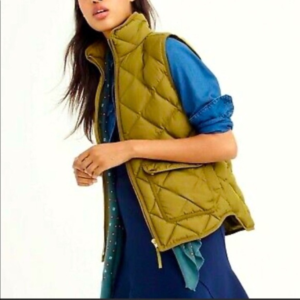 Olive Green J Crew Quilted Puffer Excursion Vest